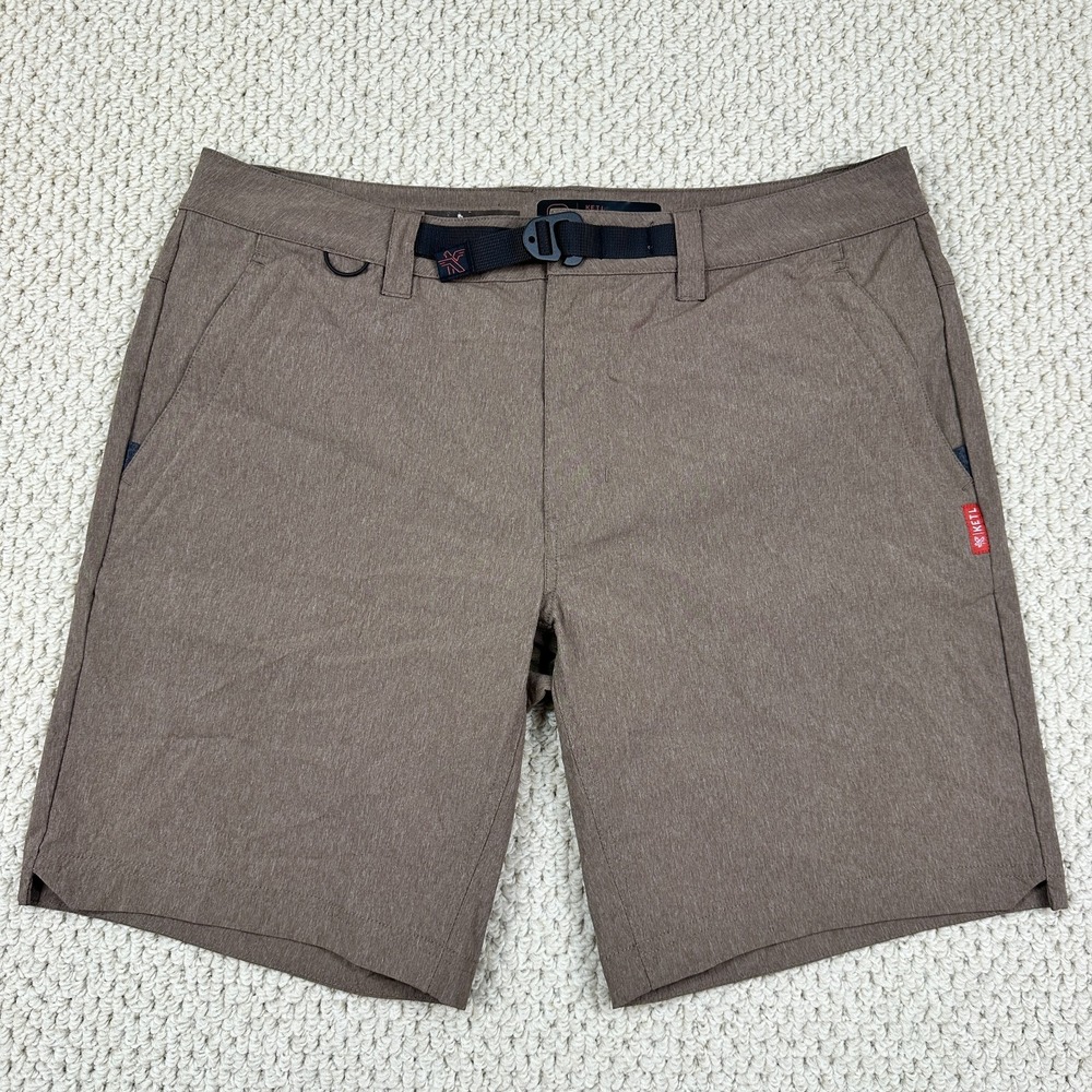 Ketl Mountain Active Shorts Mens Large 9" Brown Lightweight Outdoor Camp Hike